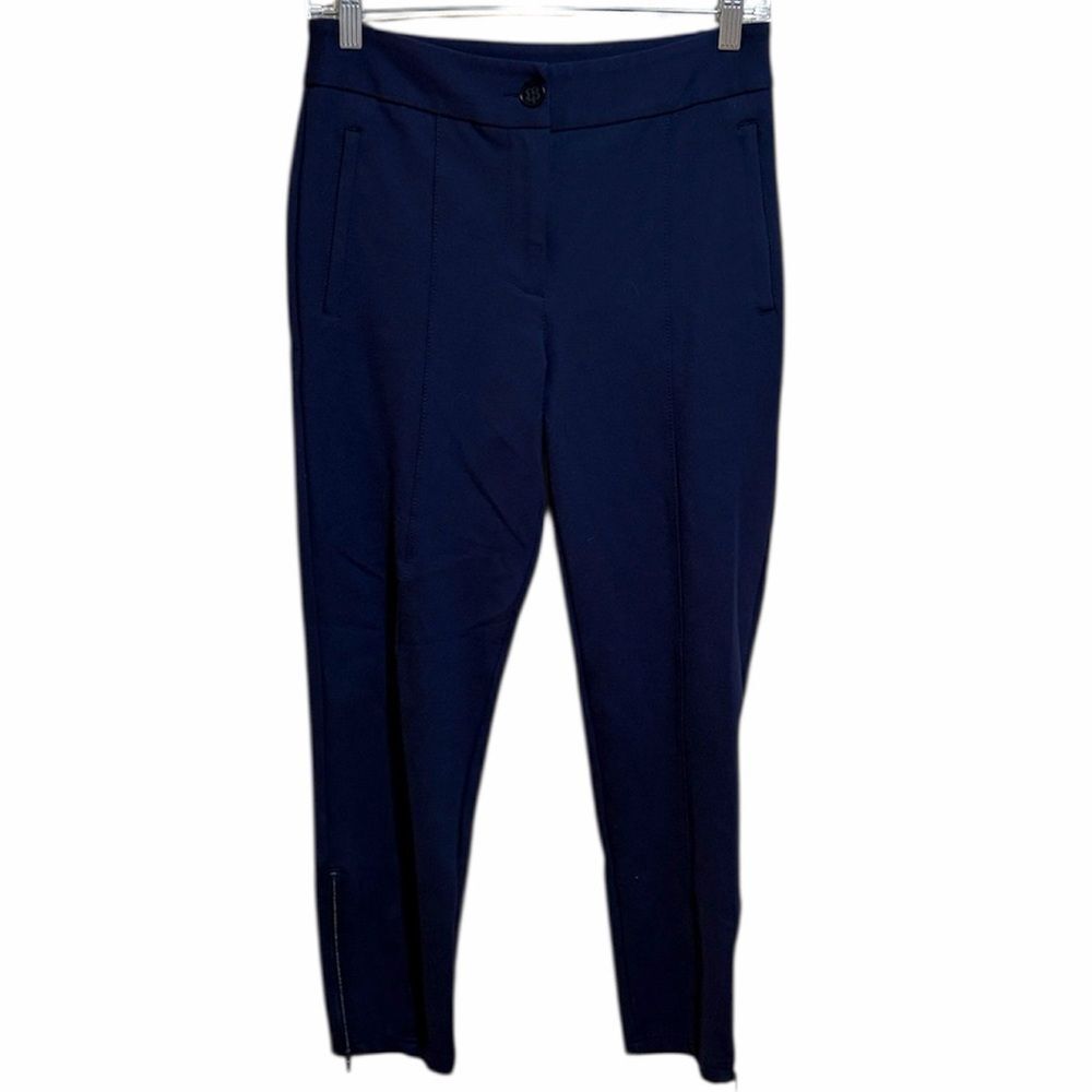 Betabrand Navy Blue Skinny Cigarette Leg Ankle Zip Pull-On Pants Small Petite
